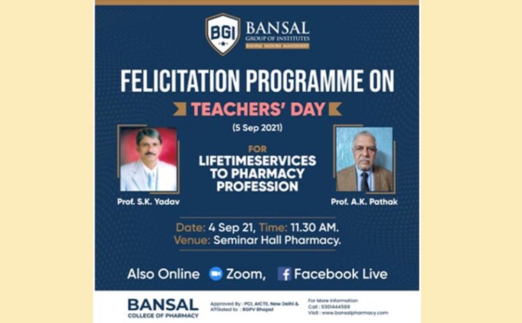  Felicitation Programme on Teacher’s Day For Lifetimes Services to Pharmacy Profession