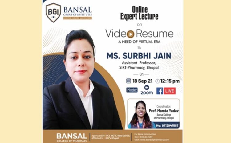  Expert Lecture on Topic “Webinar On Video Resume: A Need of Virtual Era”