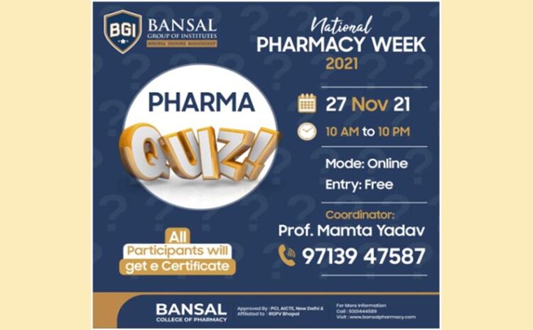  National Pharmacy week  Quiz on 27th Nov. 2021