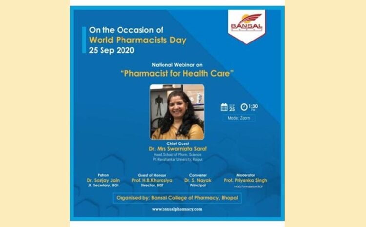 National webinar on “Pharmacist for Health care”